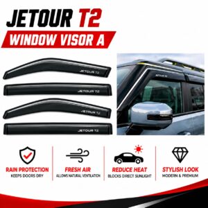 Jetour T2 Window Visor Set Chrome Line – Rain Guard & Sun Protection