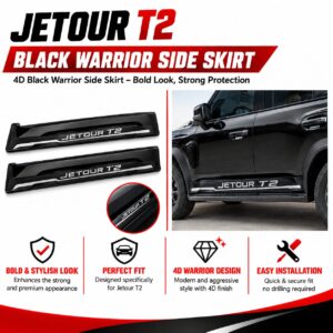 Jetour T2 4D Black Warrior Side Skirt – Bold & Sporty Side Protection
