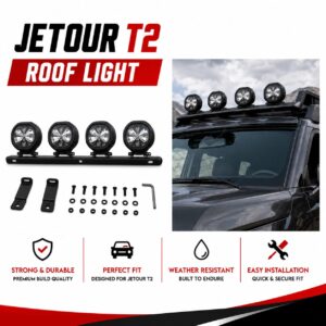 Jetour T2 Roof Light Bar – 4 LED Off-Road Lights with Mounting Kit
