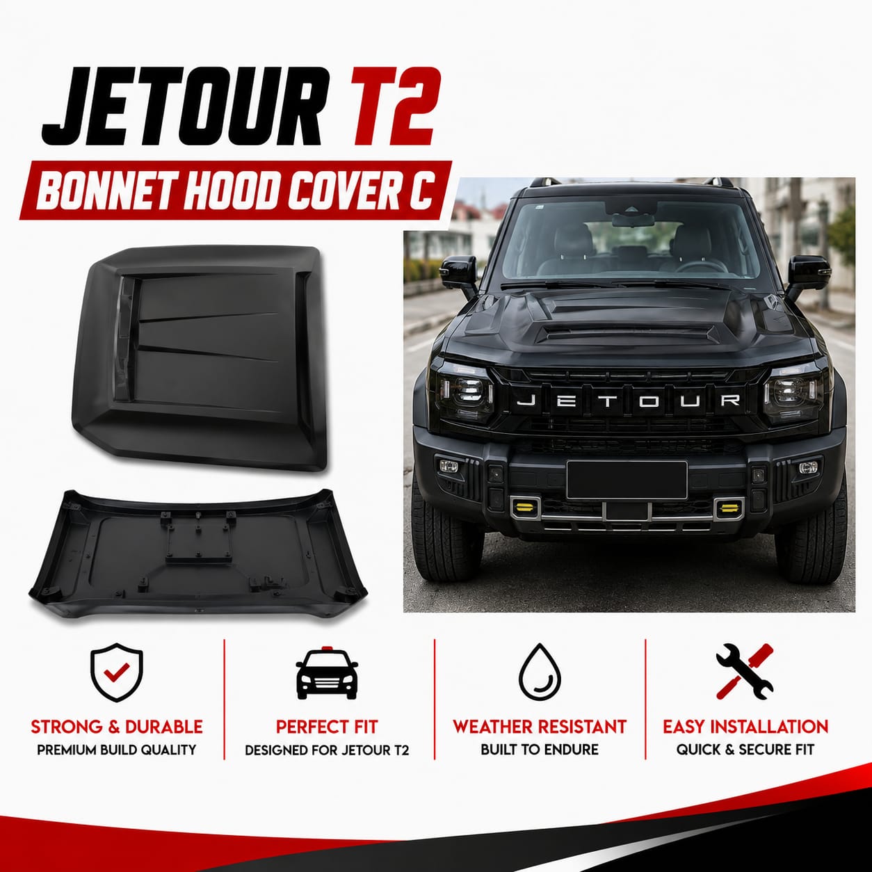 Jetour T2 Bonnet Hood Cover – Premium Front Hood Styling & Protection